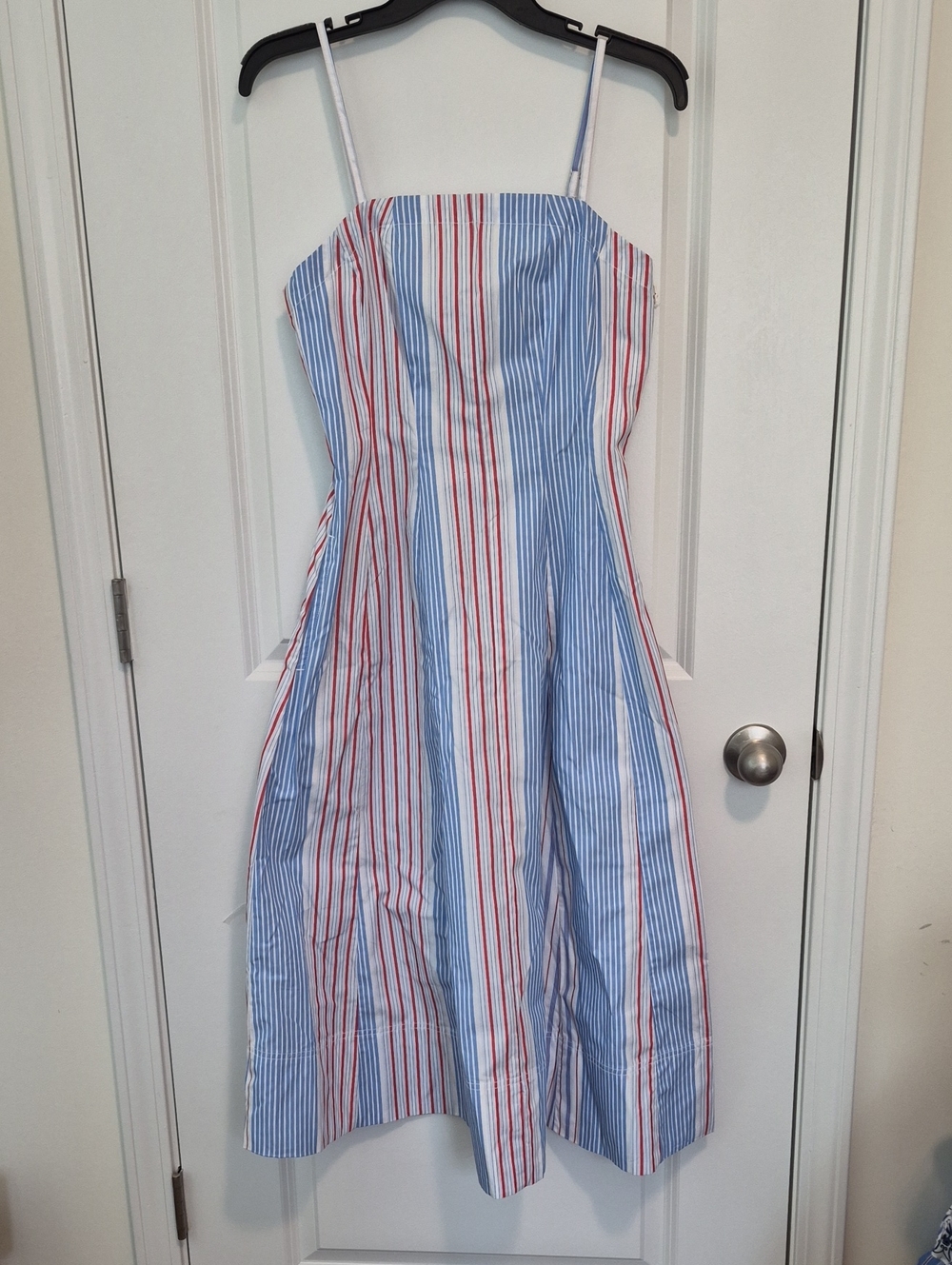 Free Assembly Striped Blue & Red Midi Dress with Spaghetti Straps Size XS